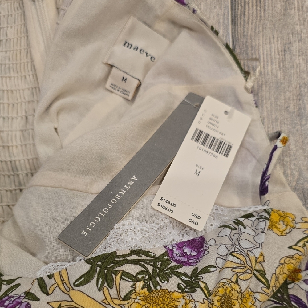 Maeve Anthropologie Floral Dress with Purple and Yellow Accents Size Medium - Picture 4 of 8